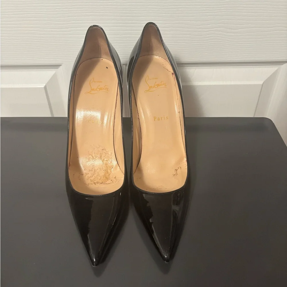 Christian Louboutin Kate 100 Black Patent Pumps (Size 41.5) - Picture 2 of 10